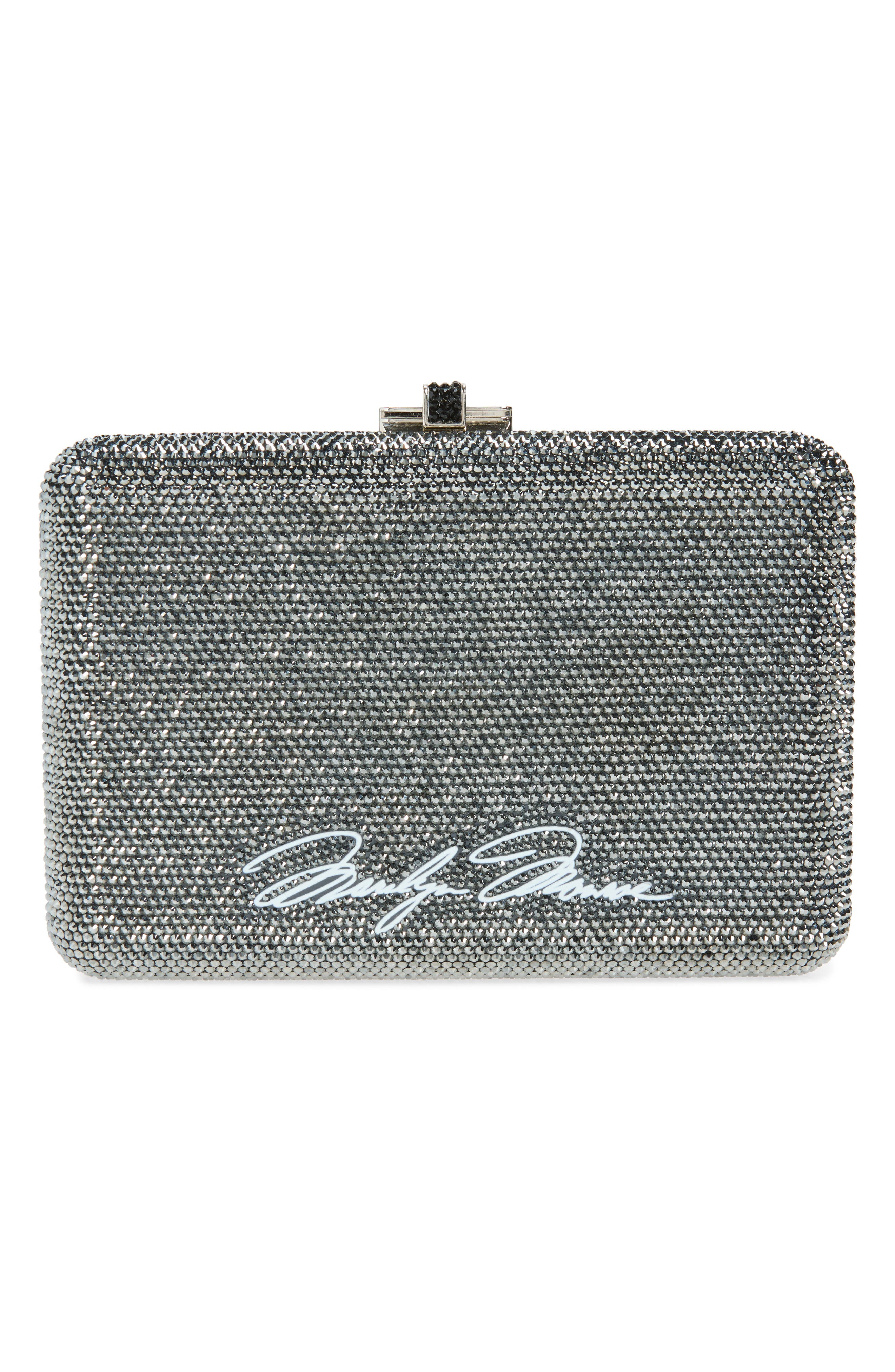 JUDITH LEIBER COUTURE Marilyn Slim Slide Clutch, Alternate, color, Silver Jet Multi