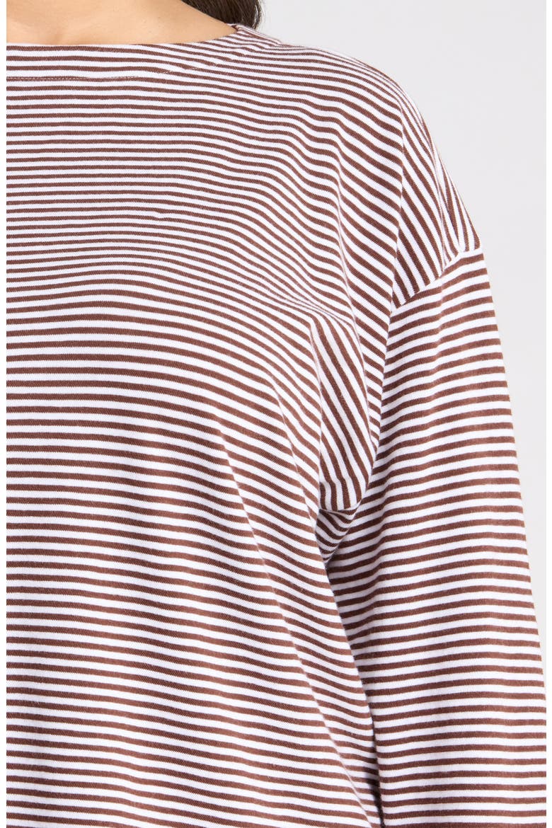 Striped Bateau Neck Boxy Organic Cotton Top, Alternate, color, TRUFL