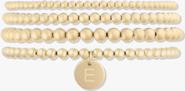 CUFFED BY NANO Classic Initial Coin 14k Gold Filled Bead Four Bracelet Stack