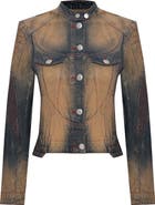 PCFG Pure Cotton Faded Motorcycle Denim Jacket