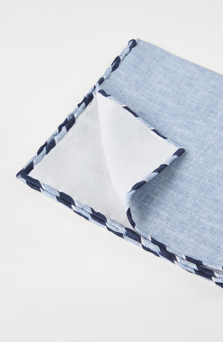 Brunello Cucinelli Silk pocket square, Alternate, color, Azure
