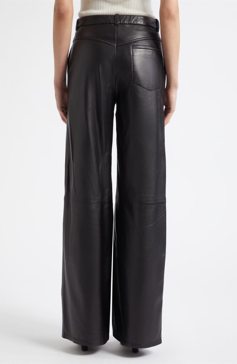 NOUR HAMMOUR Coda Wide Leg Leather Pants, Alternate, color, Black