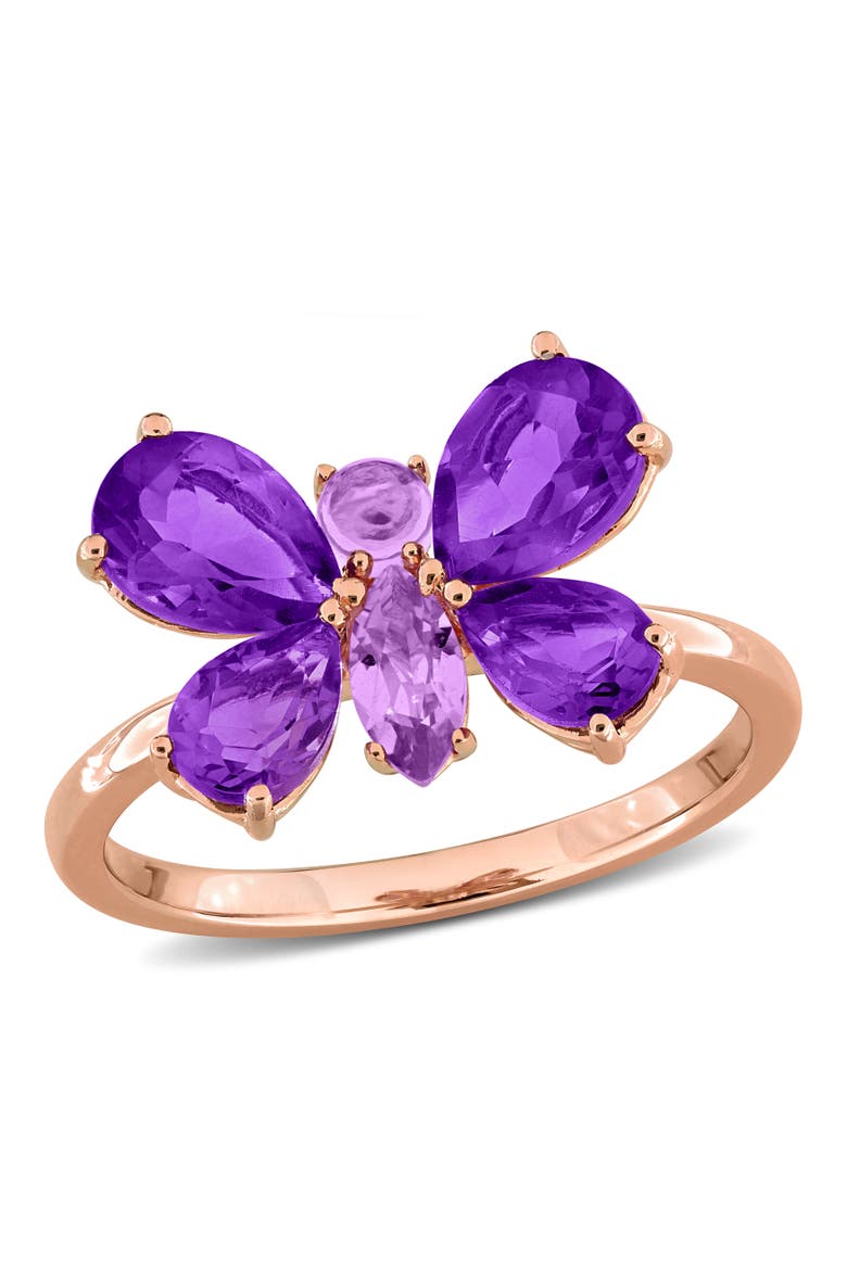 Amethyst Butterfly Ring Rose-Plated, Main, color, Amethyst