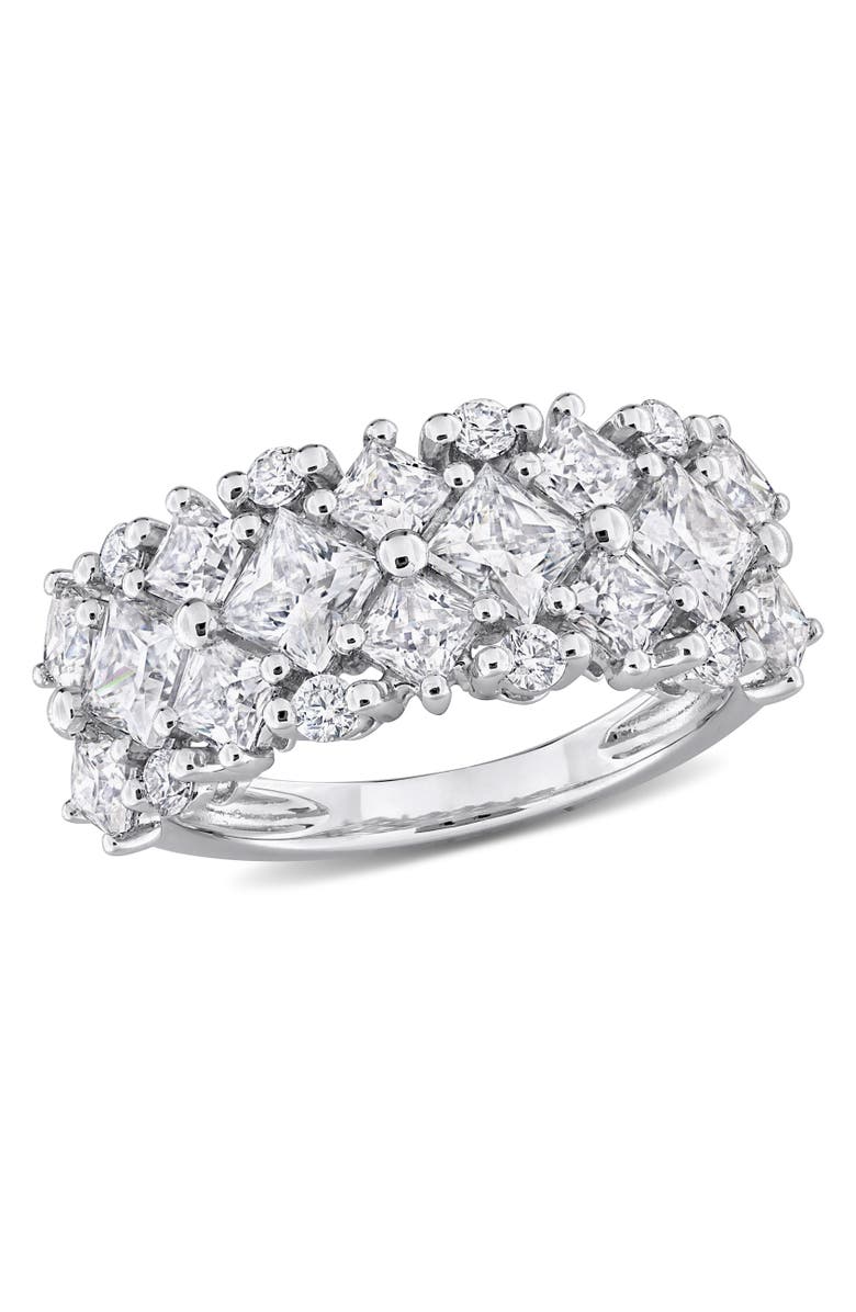 Julianna B. Moissanite Cluster Band Ring Sterling Silver, Main, color, Sterling Silver