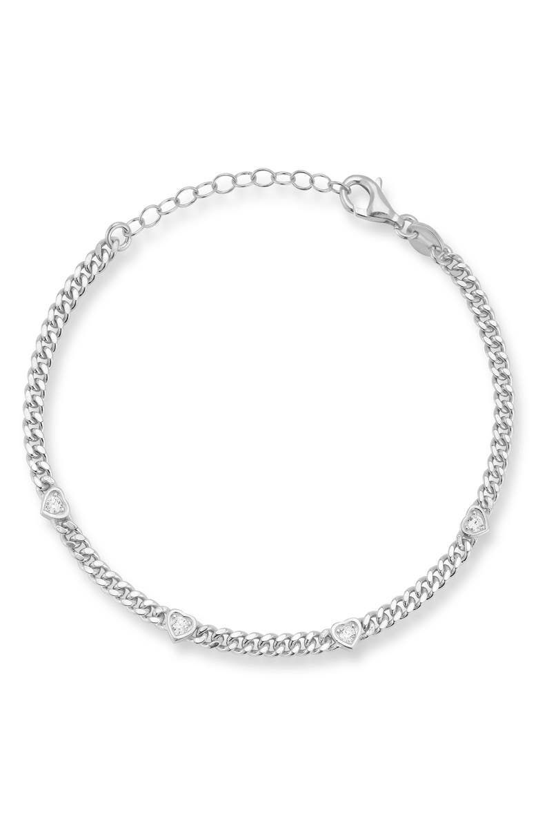 CHLOE AND MADISON Heart Station Curb Chain Bracelet, Main, color, 