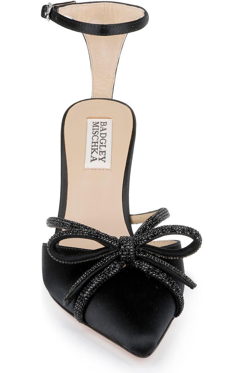 Badgley Mischka Collection Ann Ankle Strap Pointed Toe Pump, Alternate, color, Black Satin