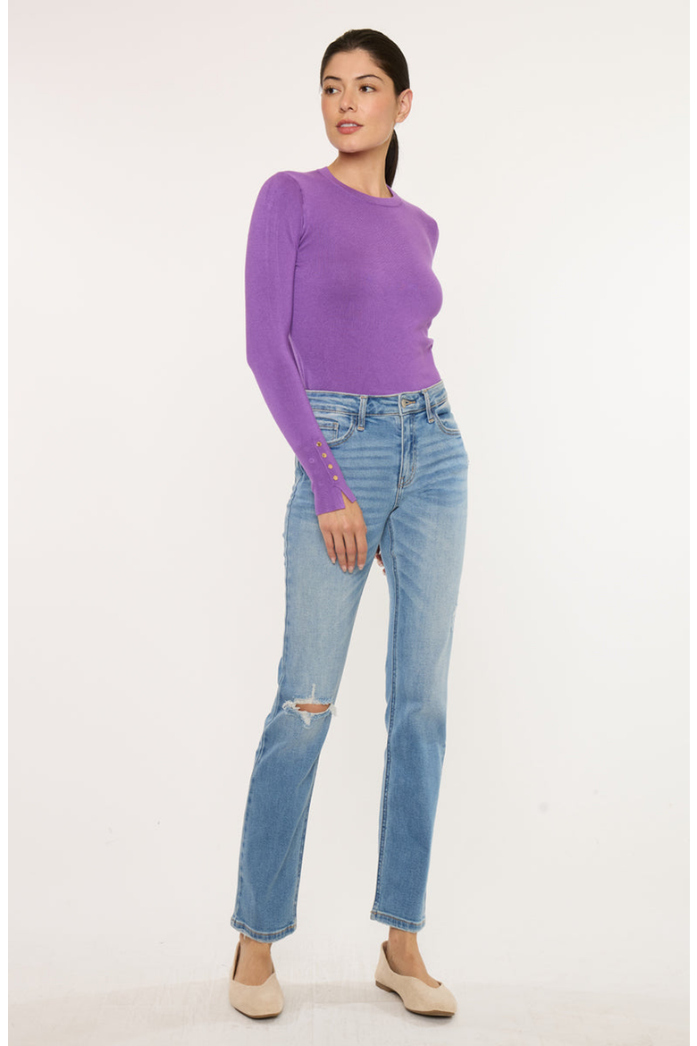 Florence Essentials High Rise Slim Straight Jeans, Alternate, color, Medium Wash