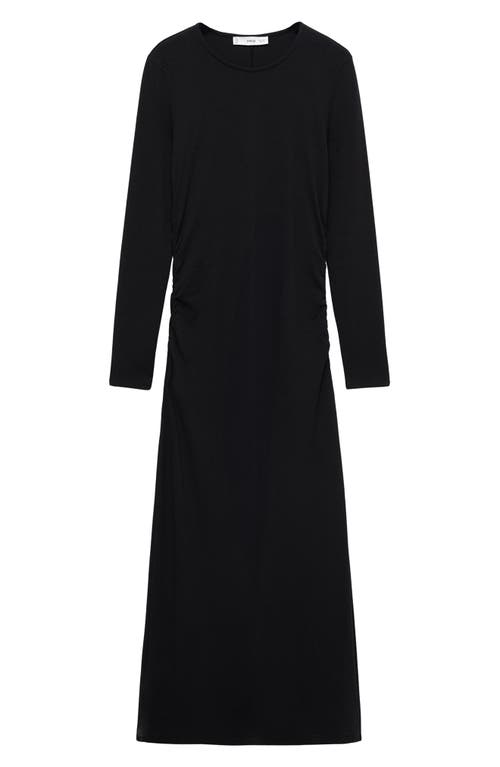 MANGO MANGO BASILA LONG SLEEVE STRETCH COTTON MIDI DRESS