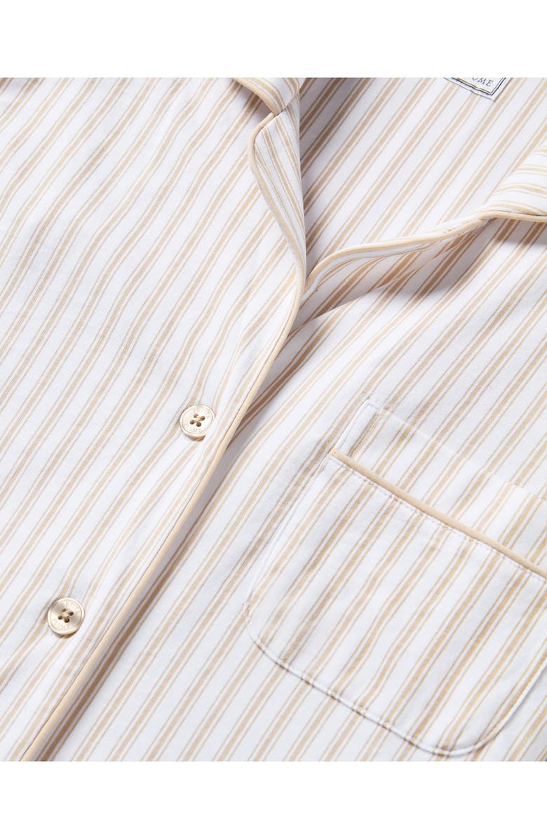 Petite Plume Ticking Stripe Pima Cotton Pajamas, Alternate, color, Beige