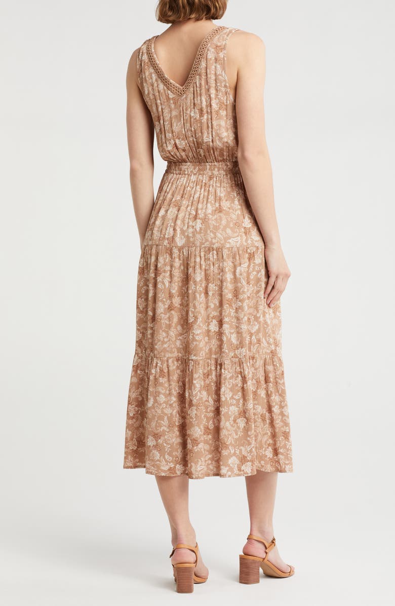 Lucky Brand V-Neck Tiered Midi Dress, Alternate, color,