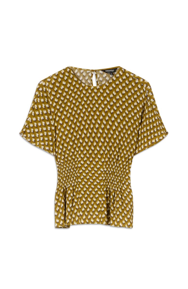Whistles Ikat Spot Shirred Blouse, Alternate, color, Khaki/Multi