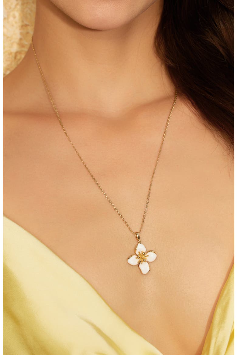 Iris Blossom Pendant Necklace, Alternate, color, White & Gold