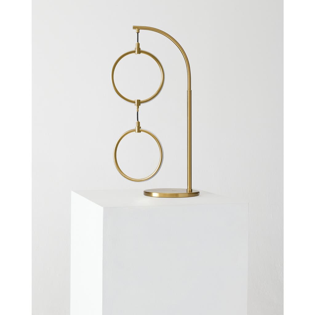 Brightech Nova 24" Modern Led Arc Table Lamp With Built-in 3-way Dimmer In Antique Brass