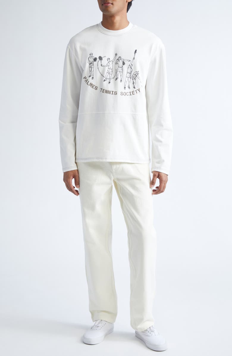 PALMES Practice Tennis Long Sleeve Graphic T-Shirt, Alternate, color, Off White