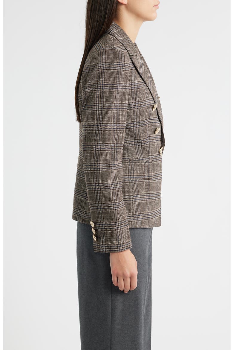 Plaid Double Breasted Blazer, Alternate, color, ESPRESSO I