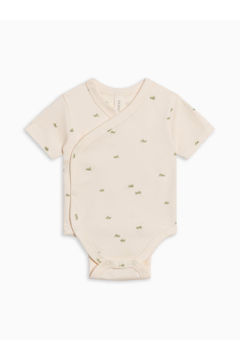 Organic Cotton Lark Short Sleeve Wrap Bodysuit, Main, color, Grasshopper / Fern + Mint