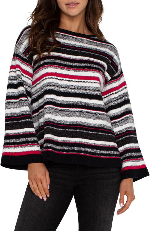 Liverpool Los Angeles Textured Stripe Sweater in Black Stripe 