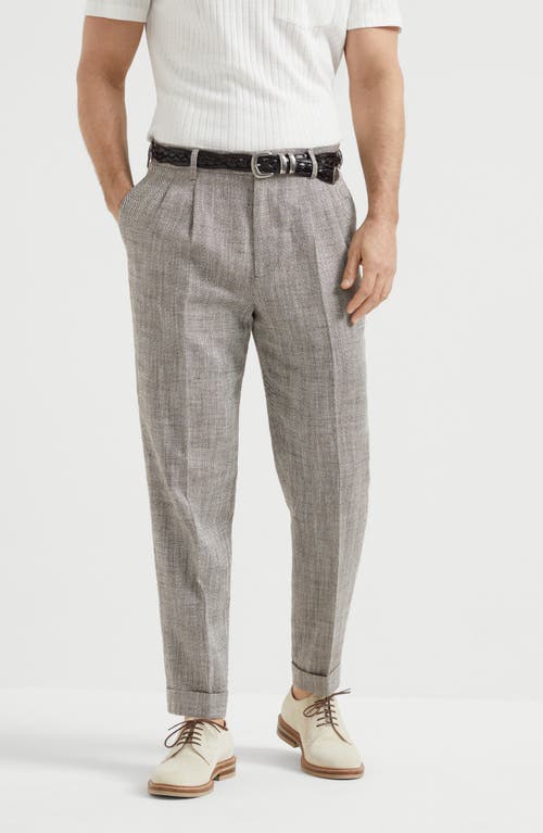 Brunello Cucinelli Straight Trousers With Belt Loops And Cuffed Hem In Brown