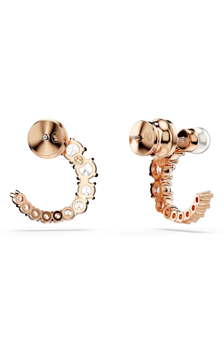 Swarovski Matrix Faux Pearl & Zirconia Frontal Hoop Earrings, Alternate, color, Rose Gold