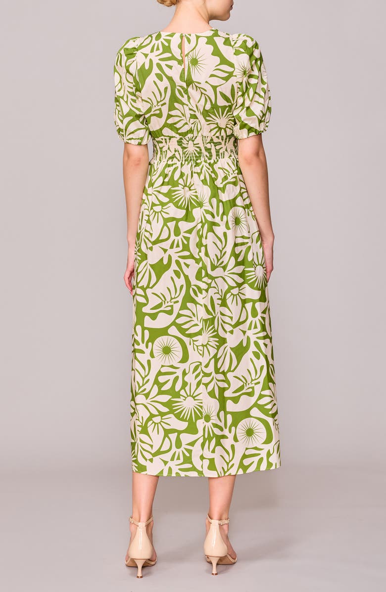 V-Neck Smocked Waist Midi Dress