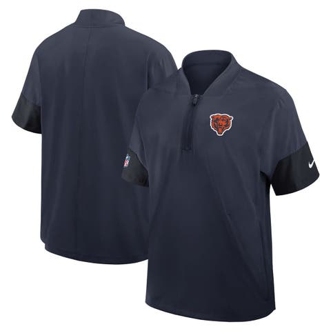 Men's Nike Navy Chicago Bears Sideline Short Sleeve Quarter-Zip Performance Coach Jacket