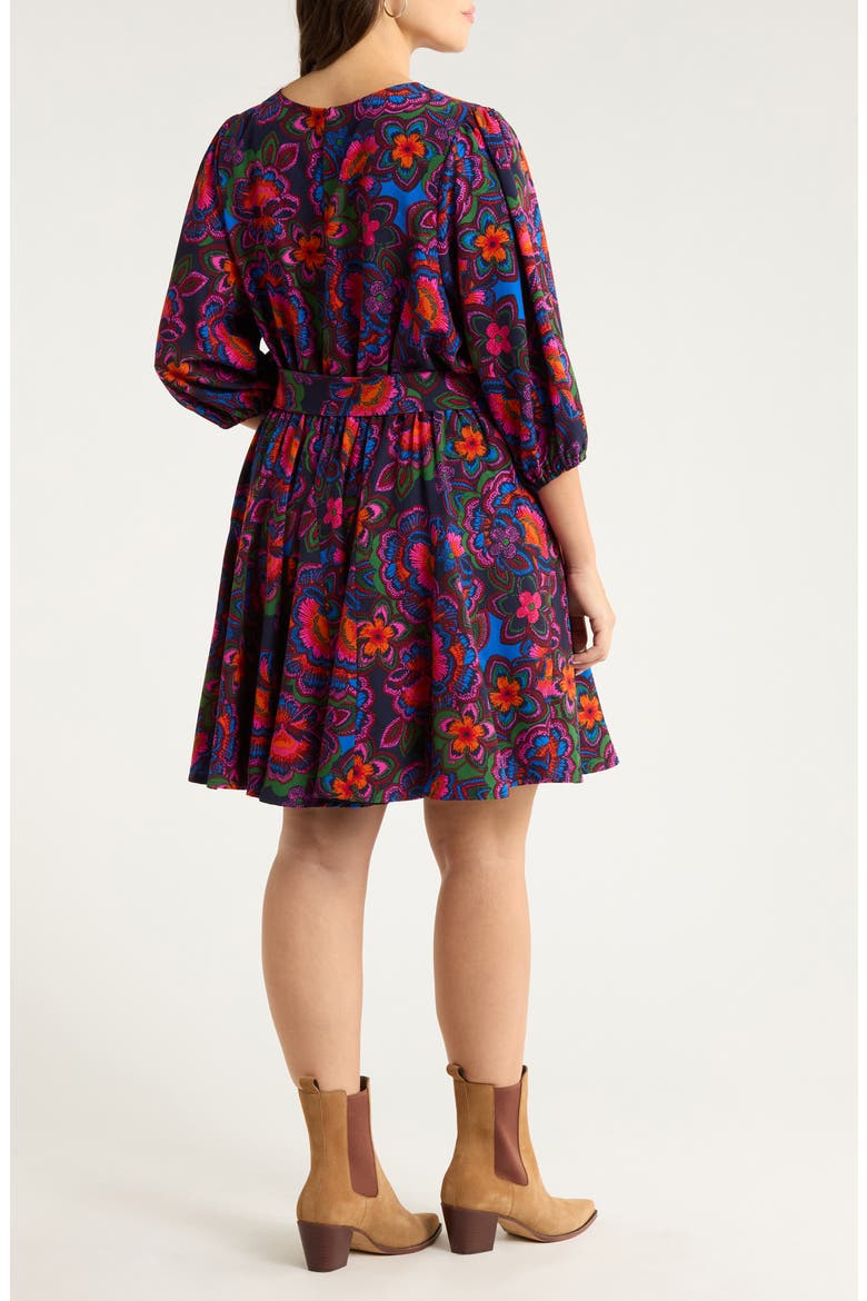 Rainbow Floral Print Minidress, Alternate, color, NAVY-FUCHSIA