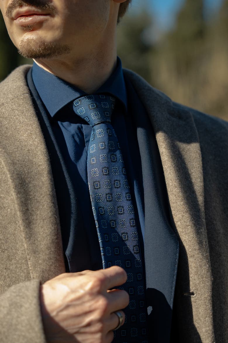 Trento - Silk Jacquard Tie for Men, Alternate, color, Blue