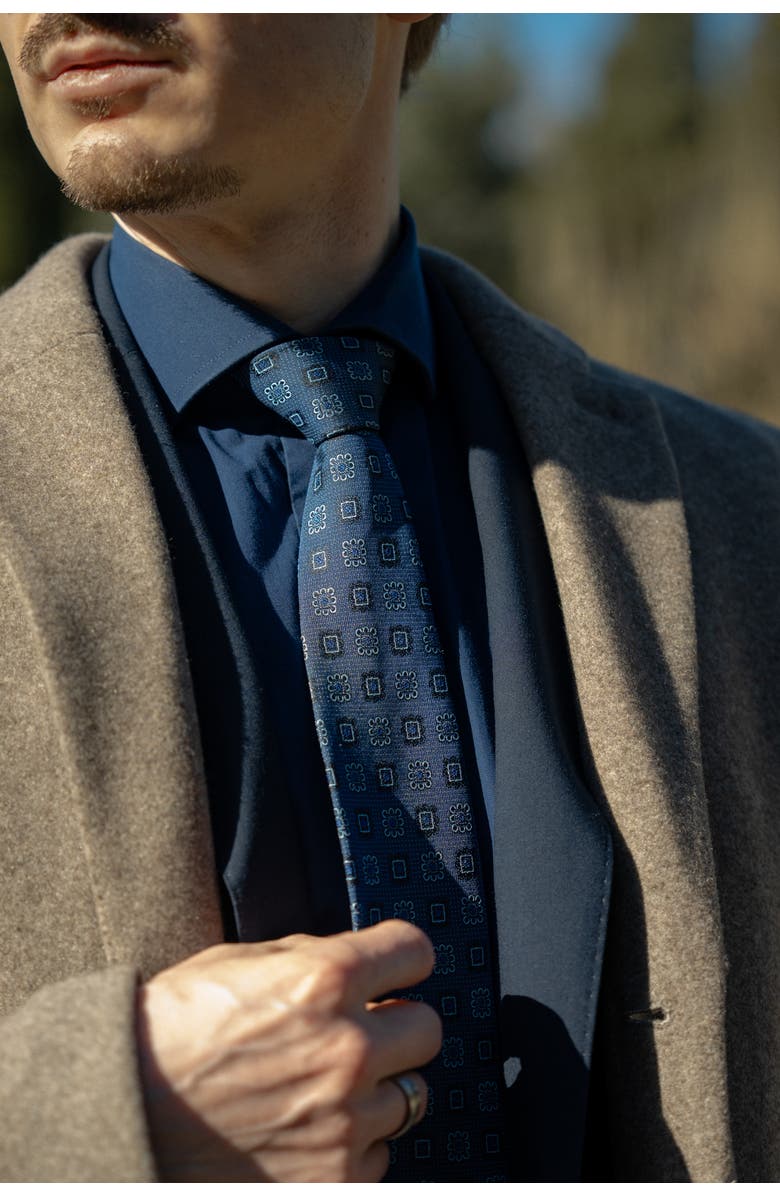 Elizabetta Trento - Extra Long Silk Jacquard Tie for Men, Alternate, color, Blue