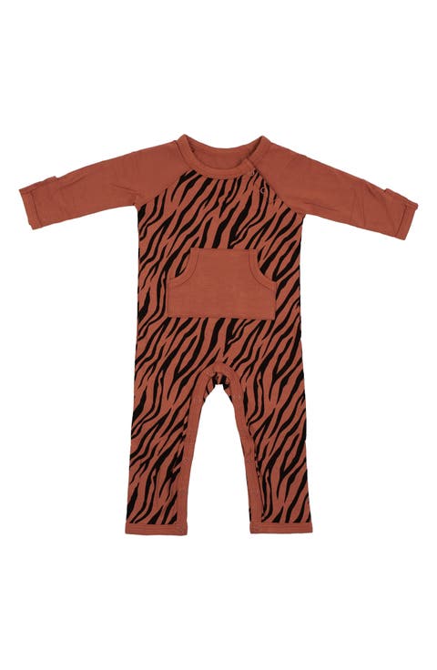 Rust Tiger Print Longall Romper (Baby)