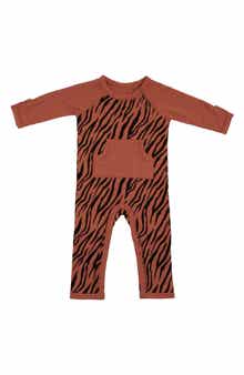 Kyte BABY Rust Tiger Print Longall Romper