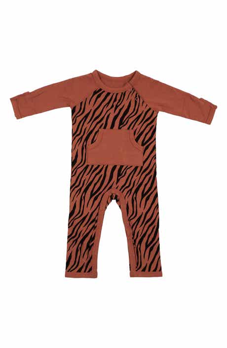 Kyte BABY Rust Tiger Print Longall Romper