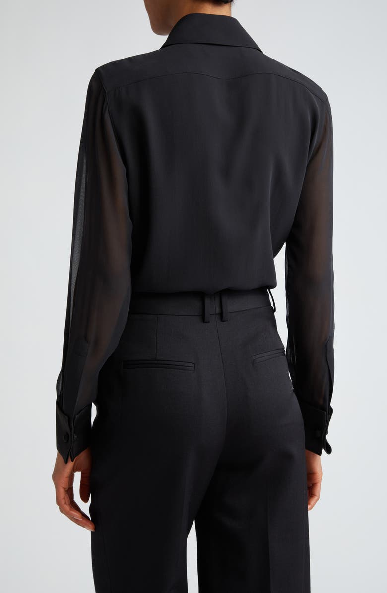 Lafayette 148 New York Hand Beaded Pintuck Silk Georgette Shirt, Alternate, color, 