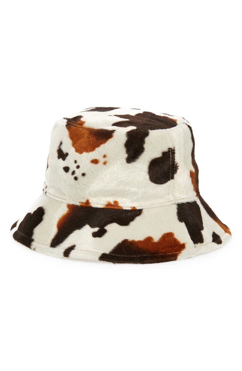 Lele Sadoughi Faux Cowhide Bucket Hat, Main, color,