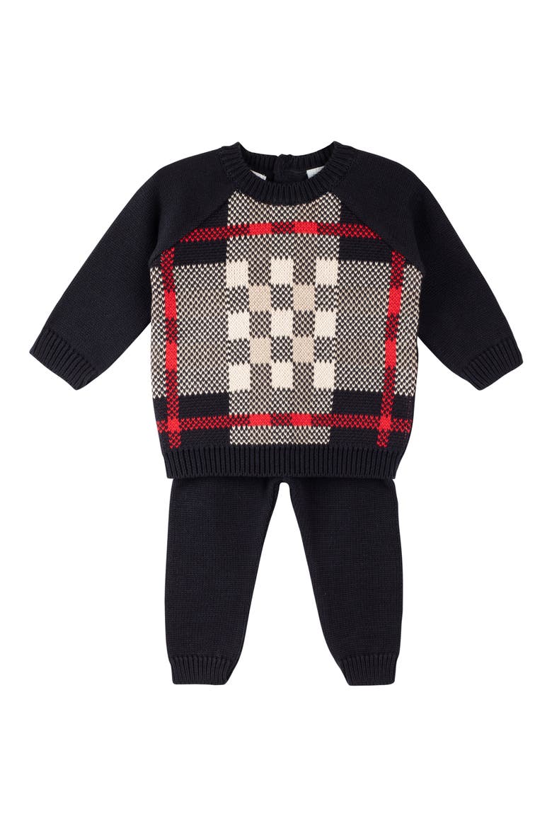 Plaid Sweater & Pants Set, Main, color, NAVY