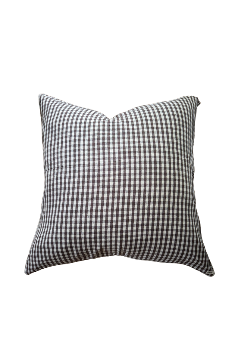 Gingham Pillow Cover - Cover Only, Alternate, color, Chocolate - 16 x 23