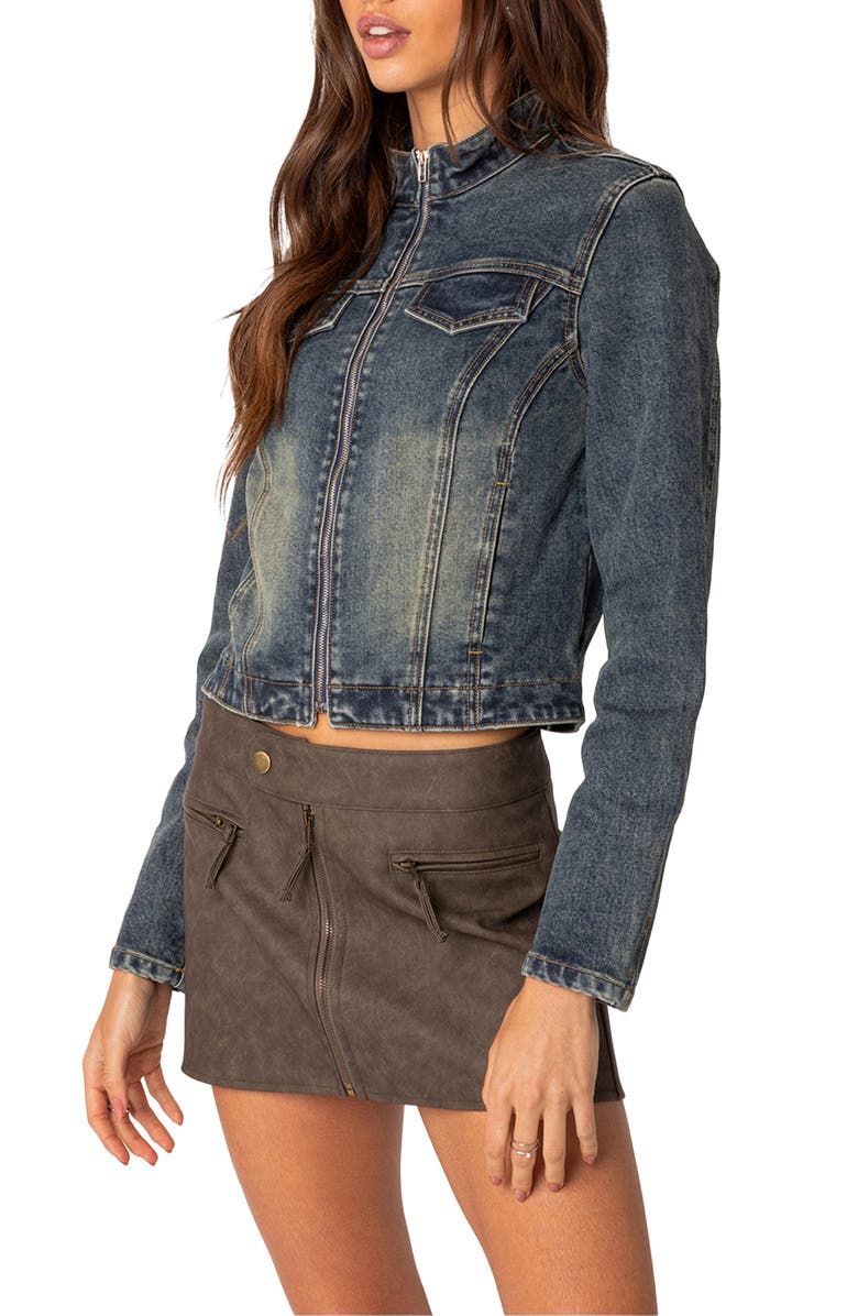 EDIKTED Scorpio Washed Denim Jacket, Alternate, color, 