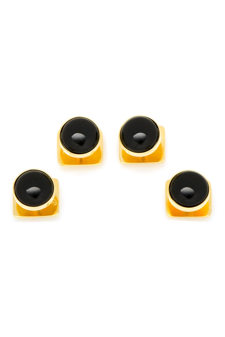 Onyx Shirt Studs, Main, color, METALLIC GOLD