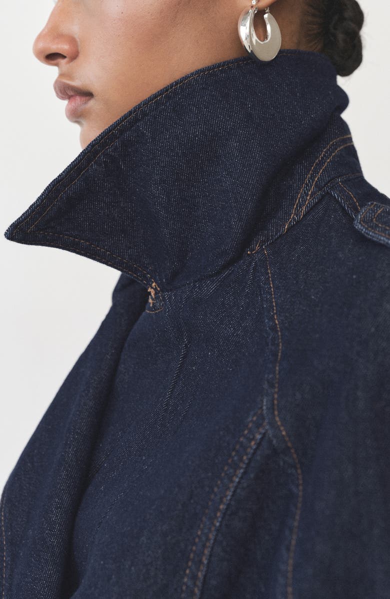 MANGO Denim Crop Trench Jacket, Alternate, color,