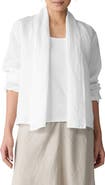 Eileen Fisher Shawl Collar Open Front Organic Linen Jacket