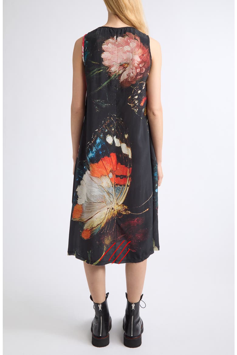 Sleeveless Midi Dress, Alternate, color, MULTICOLOR BLACK BUTTERFLY