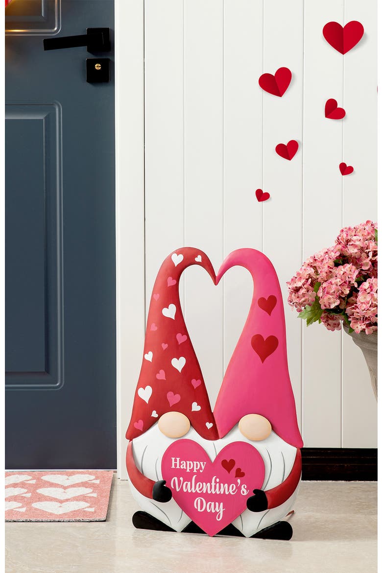 30"H Valentine's Metal Gnome Couple Yard Stake, Alternate, color, Red