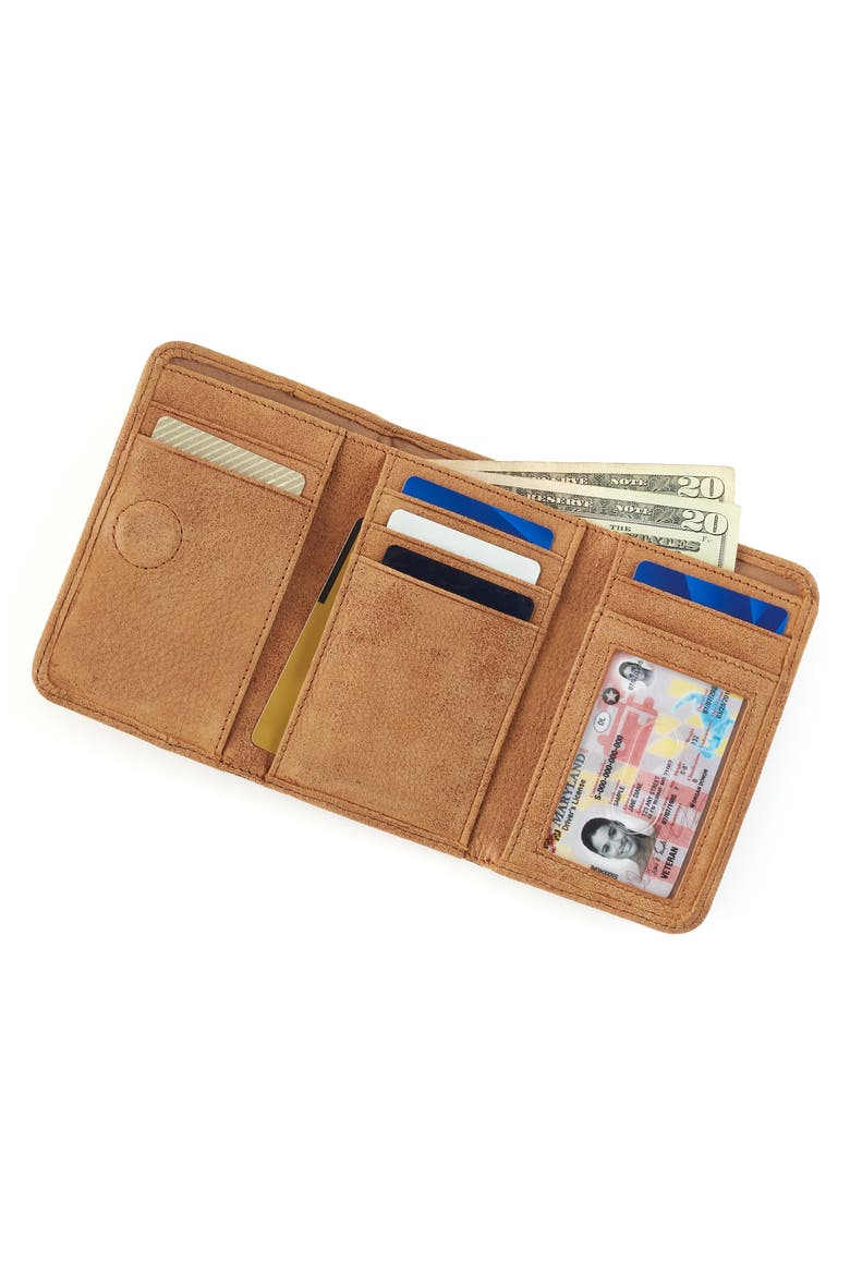 Jill Leather Trifold Wallet, Alternate, color, WHISKEY