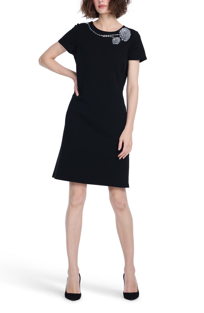 EMILY SHALANT Rhinestone Floral Cocktail Shift Dress, Alternate, color, 