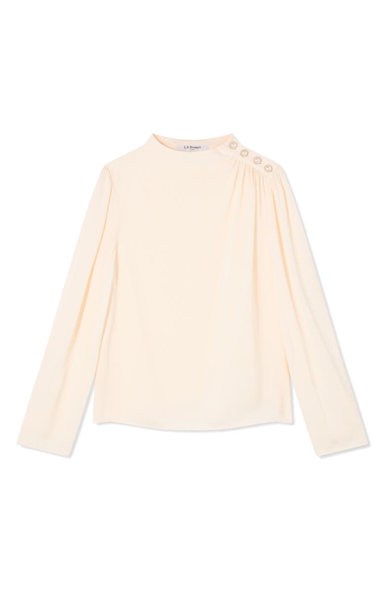 LK Bennett Samantha Button Shoulder Top, Alternate, color, Ivory