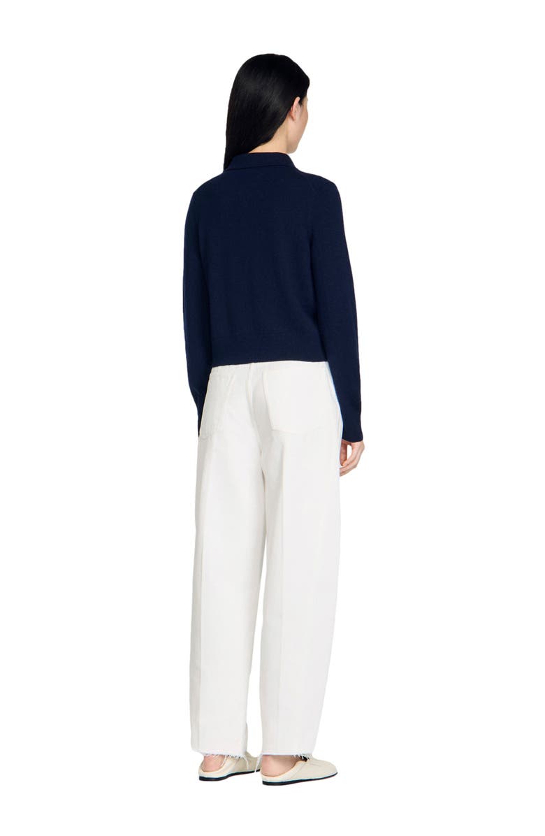 SANDRO Striped wool and cashmere cardigan, Alternate, color, Navy Blue