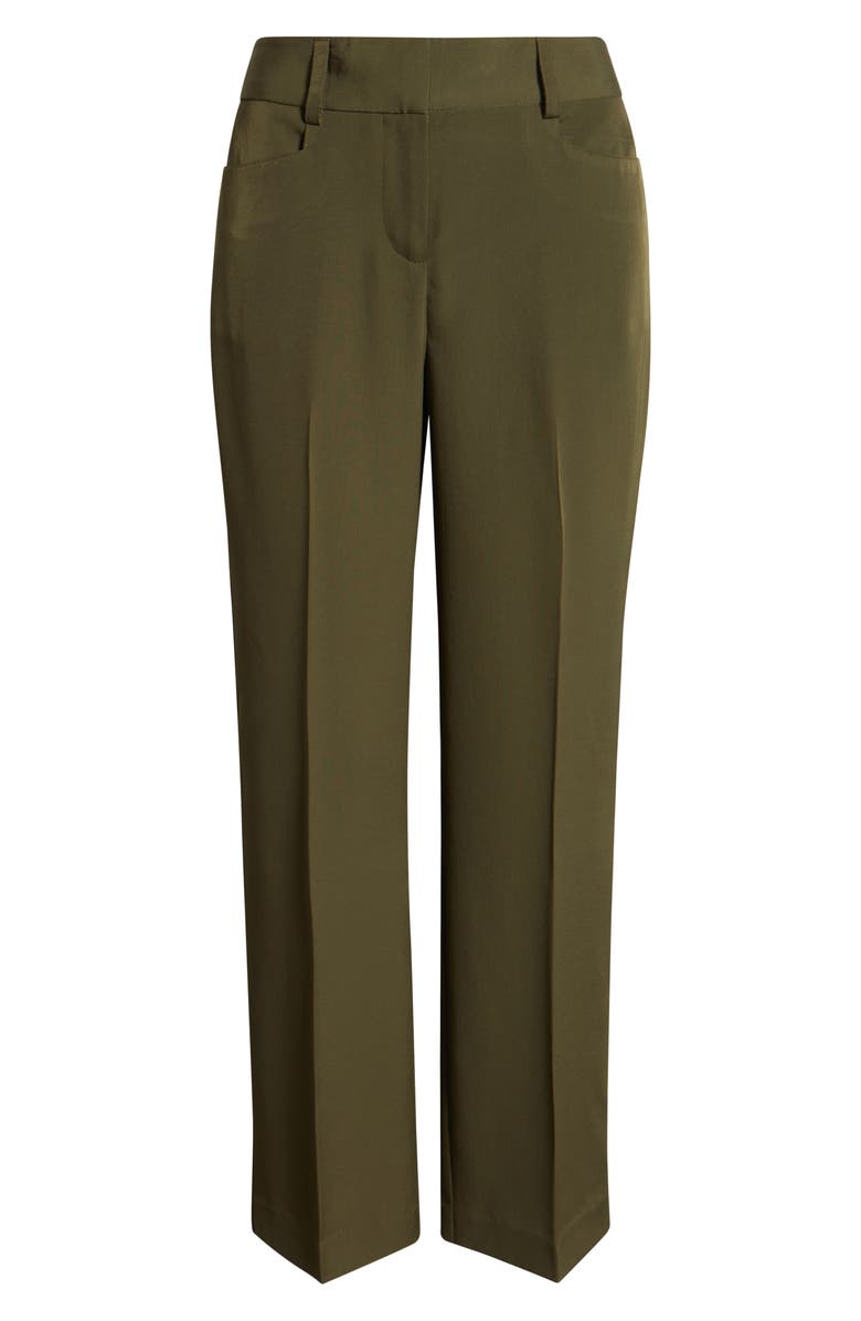 Tahari ASL Brushed Woven Straight Leg Pants, Alternate, color, Olive