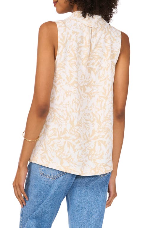 VINCE CAMUTO VINCE CAMUTO LEAF PRINT SLEEVELESS COWL NECK TOP 
