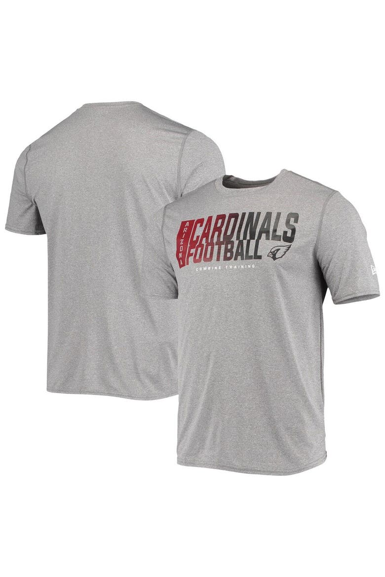 Men's New Era Heathered Gray Arizona Cardinals Combine Authentic Game On T-Shirt, Main, color, Heather Gray