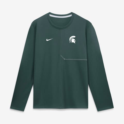 Men's Nike Green Michigan State Spartans 2026 Sideline Coaches UV Dri-FIT Long Sleeve Shirt