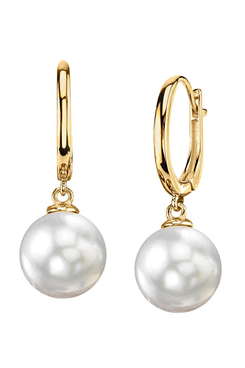 South Sea Pearl Huggie Tania Earrings, Main, color, Yellow Gold